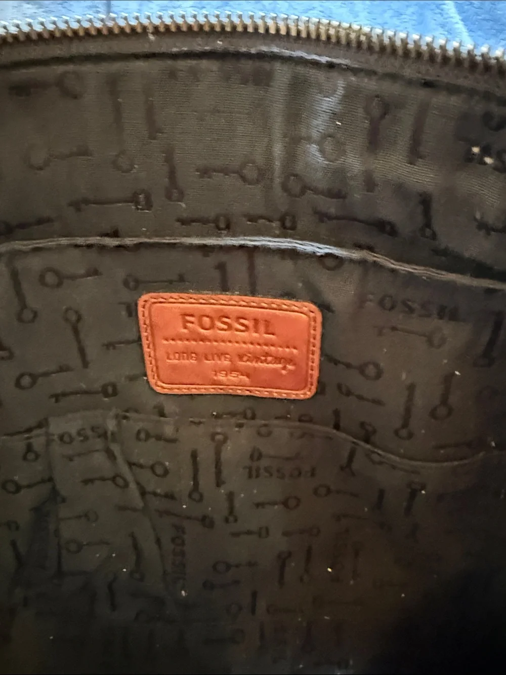 Fossil Two-Tone Brown and Cognac Leather Duffel Bag